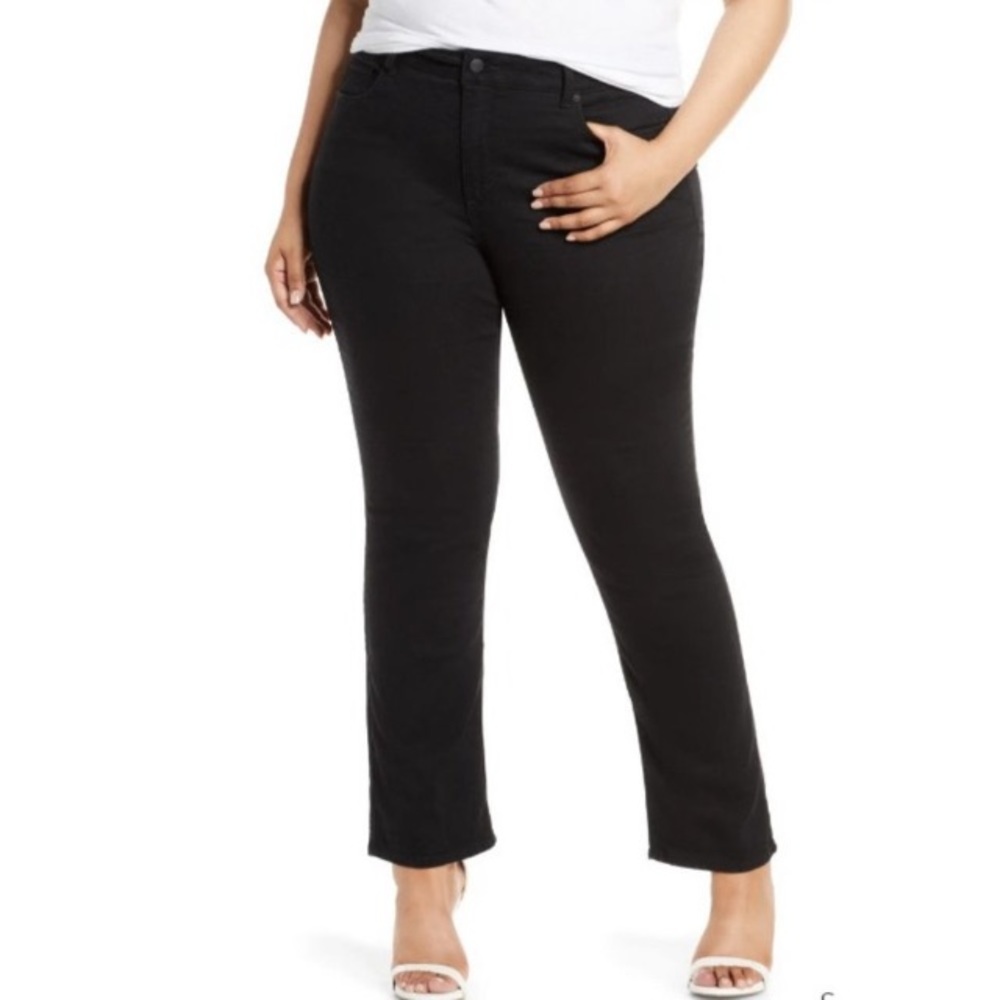 NYDJ Marilyn Straight Leg Jeans in Black Wash Lift Tuck SZ 14W NWT